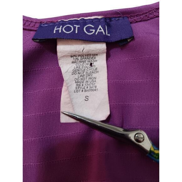 VINTAGE‎ Y2K Crop Top Size Small Purple Stretchy V-Neck Sporty - Picture 6 of 6